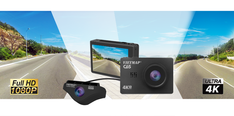 Vietmaps C65 - Camera Hành Trình Ghi Hình Trước & Sau Xe 4K
