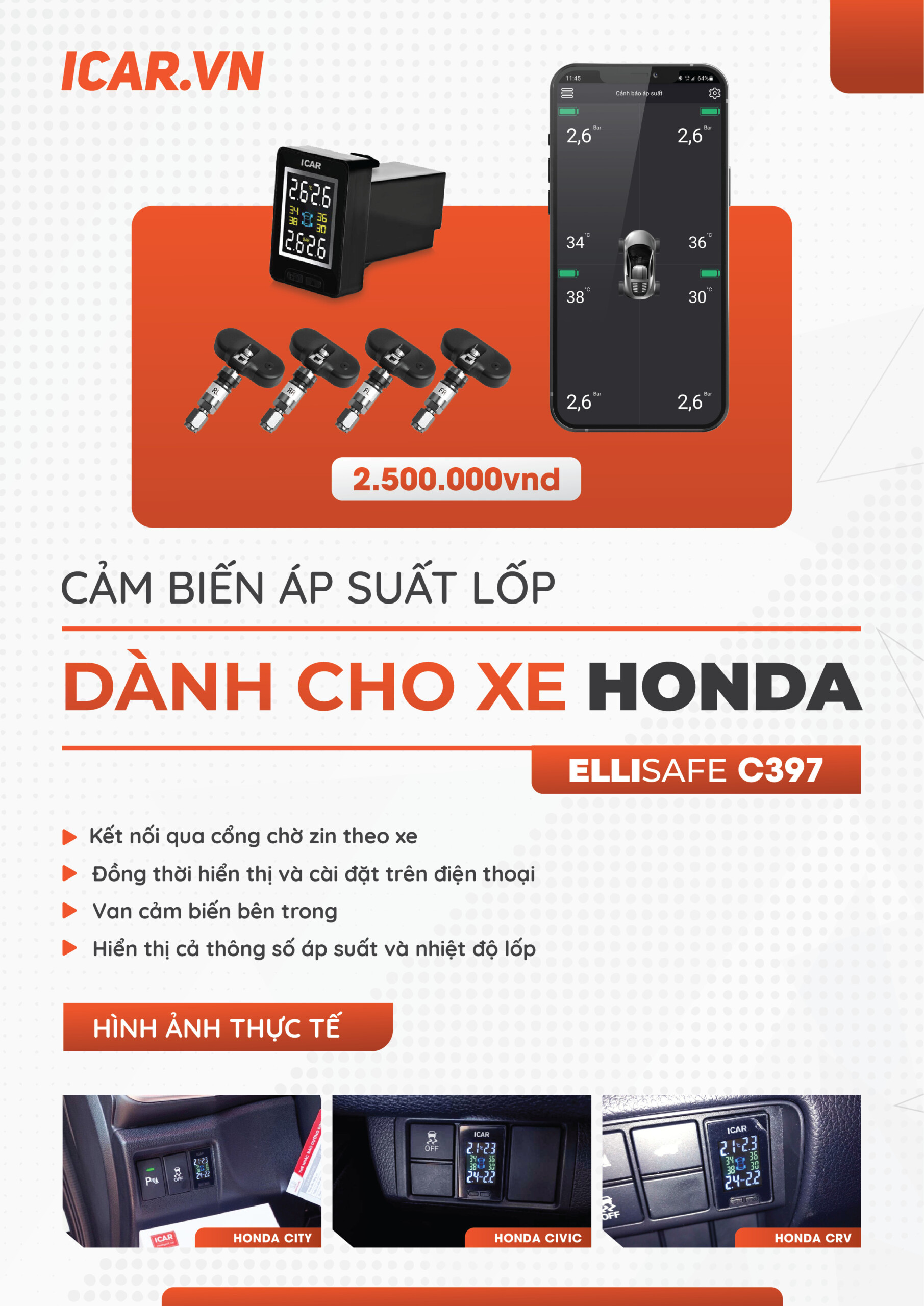 áp Suất Lốp C397 Theo Xe Honda